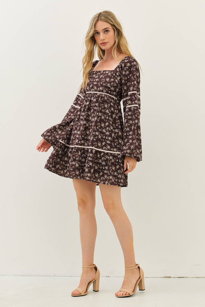 The Laura Floral Square Neck Smocked Mini Dress