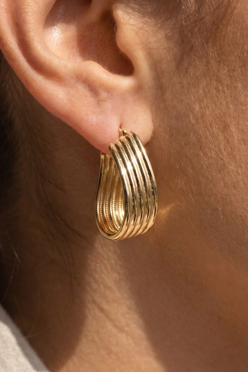 The Della | Gold Dipped 5 Row Layered Wavy Hoop Earrings