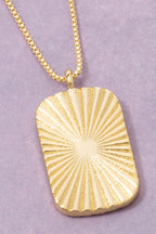 The Vera | Gold Dipped Textured Rectangle Pendant Necklace