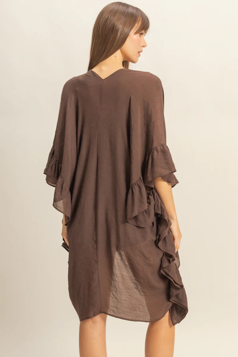 The Luna Ruffled Open Front Duster