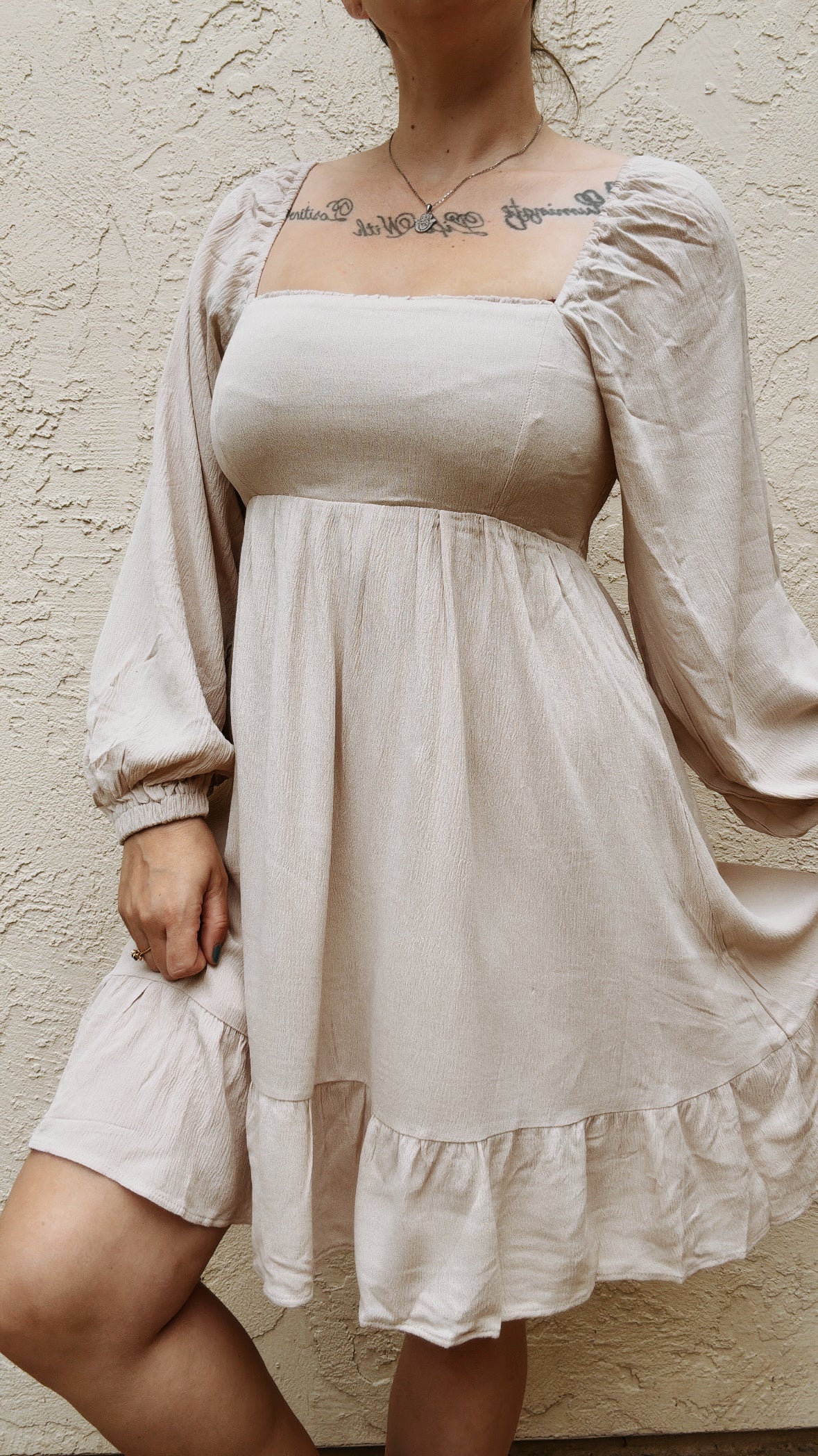 The Rowan Textured Long-sleeve Swing Dress