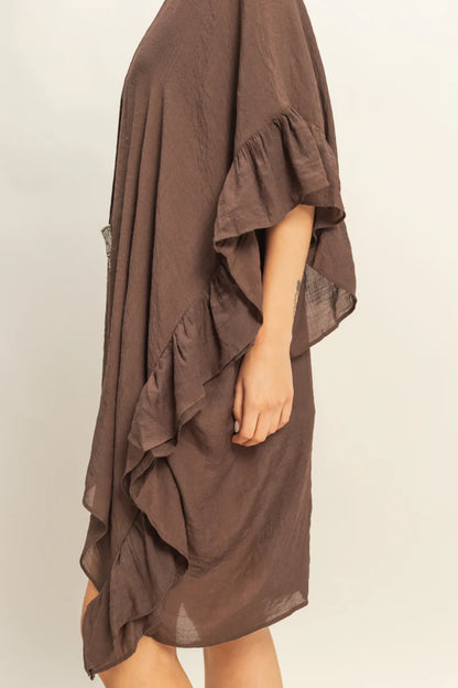 The Luna Ruffled Open Front Duster