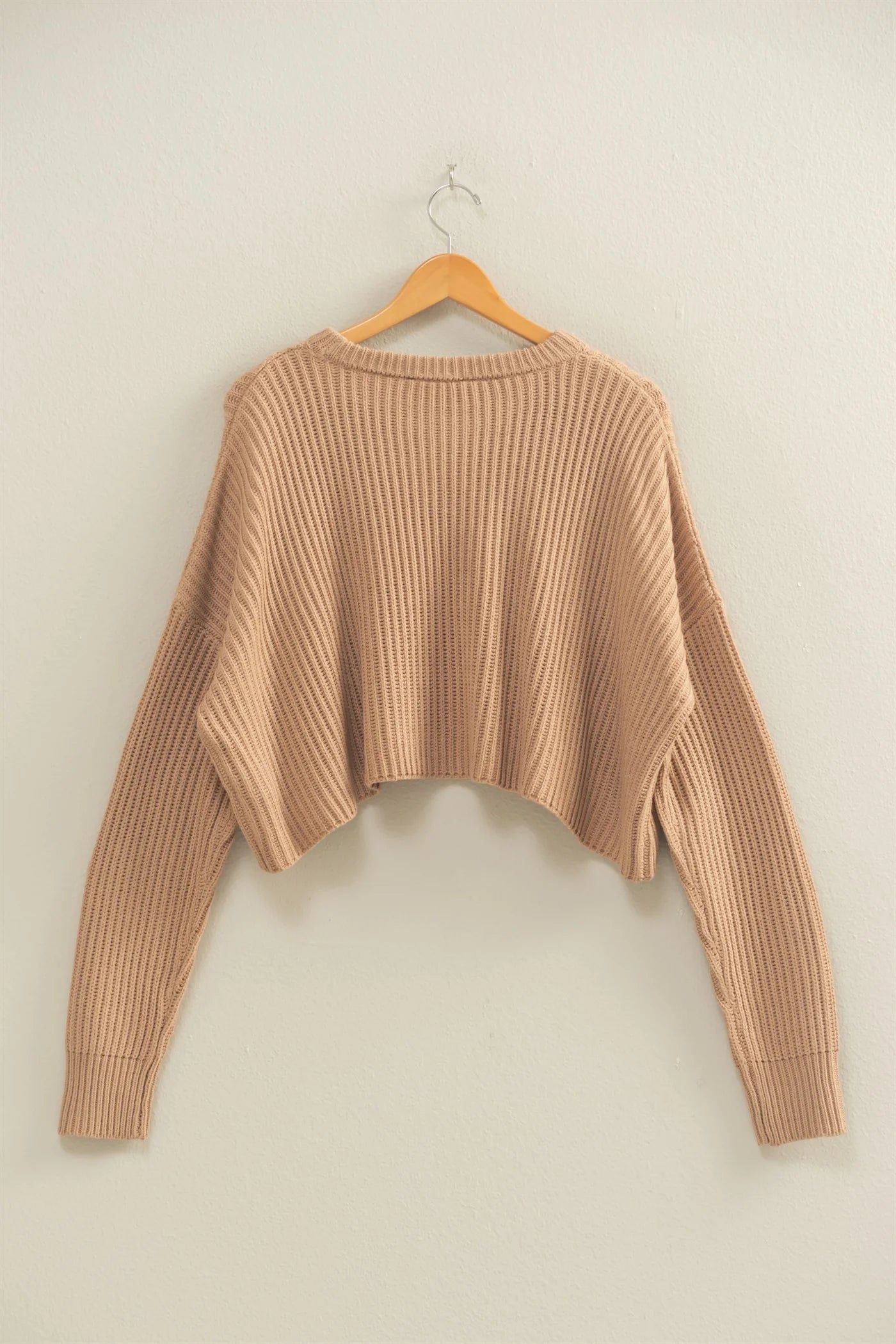 The Autumn Cropped Knit Sweater With Crew Neck