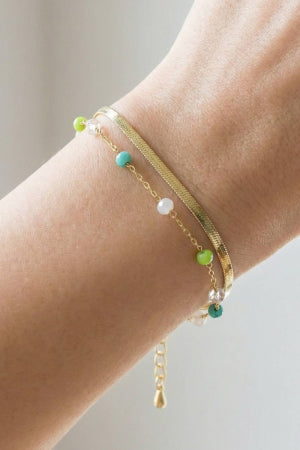 The Rue | Faceted Glass Beads And Snake Chain Layered Bracelet