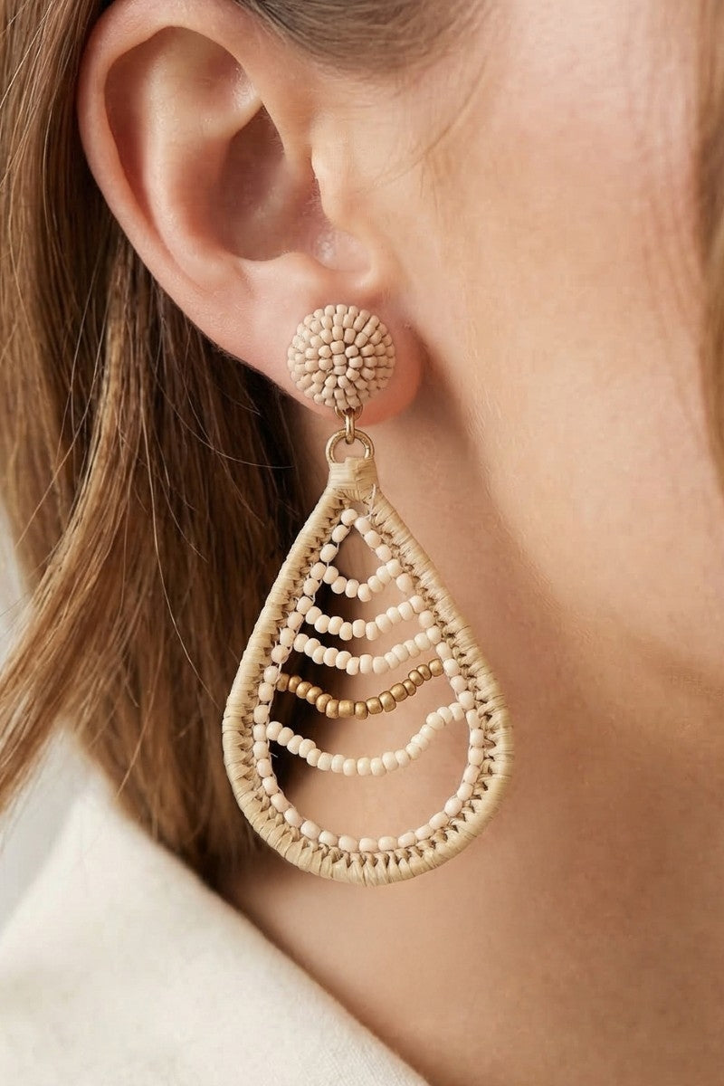 The Mireya | Intricate Beaded Tear Dangle Earrings