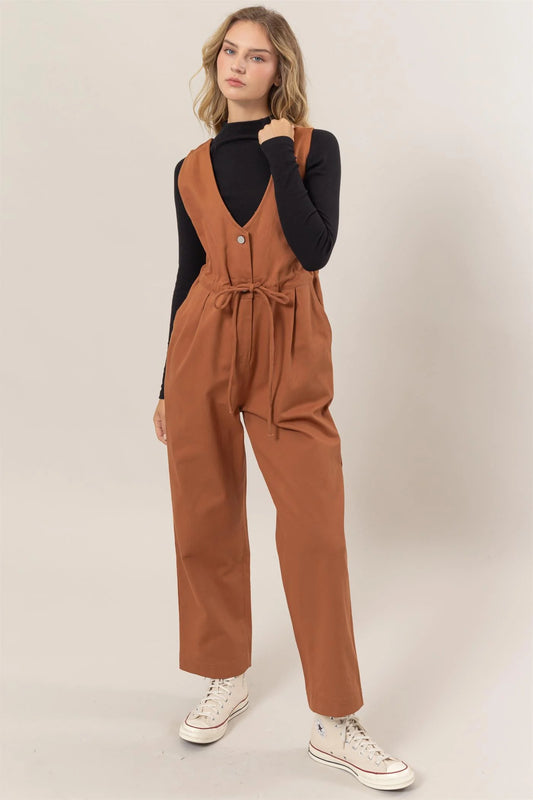 The Lorelai Twill Sleeveless Jumpsuit
