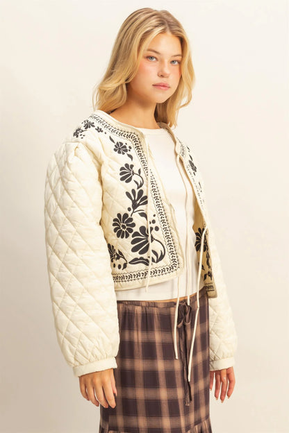 The Flora Quilted Floral Embroidered Padding Jacket