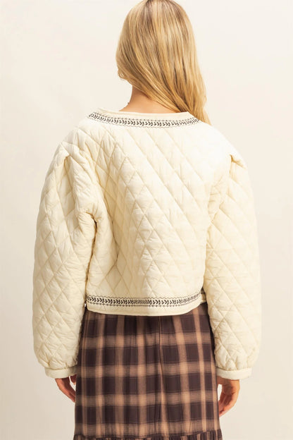 The Flora Quilted Floral Embroidered Padding Jacket