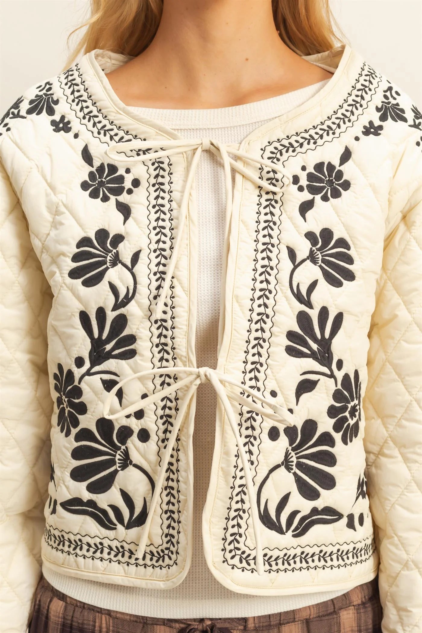 The Flora Quilted Floral Embroidered Padding Jacket