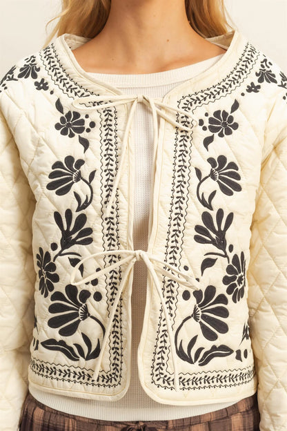 The Flora Quilted Floral Embroidered Padding Jacket