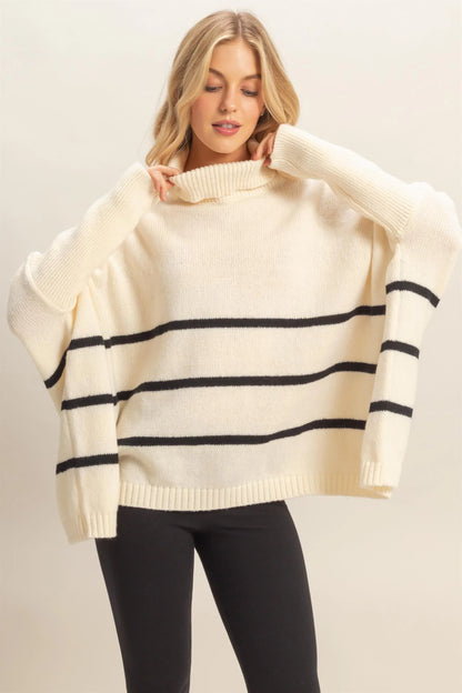 The Marissa Oversized Striped Turtleneck Sweater