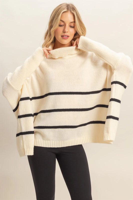 The Marissa Oversized Striped Turtleneck Sweater