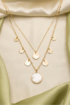The Elara| Layered Mother Of Pearl Disc Necklace