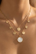 The Elara| Layered Mother Of Pearl Disc Necklace