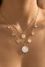 The Elara| Layered Mother Of Pearl Disc Necklace