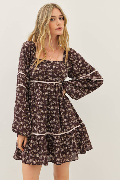 The Laura Floral Square Neck Smocked Mini Dress