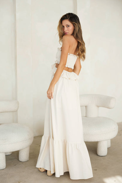 The Lana Cut-Out Ruffled Maxi Halter Dress