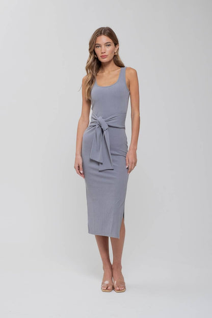 The Mina Tie Sweater Knit Tank Midi Dress