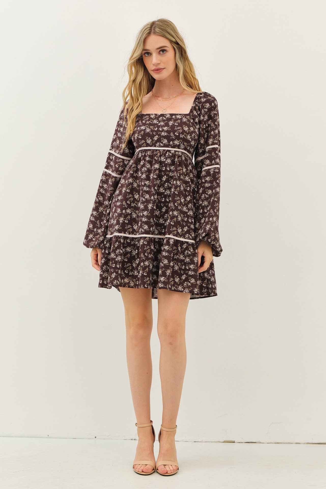 The Laura Floral Square Neck Smocked Mini Dress