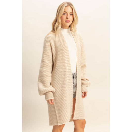 The Emily Herringbone Sweater Cardigan
