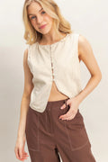 The Maris | Sleeveless Button Front Top